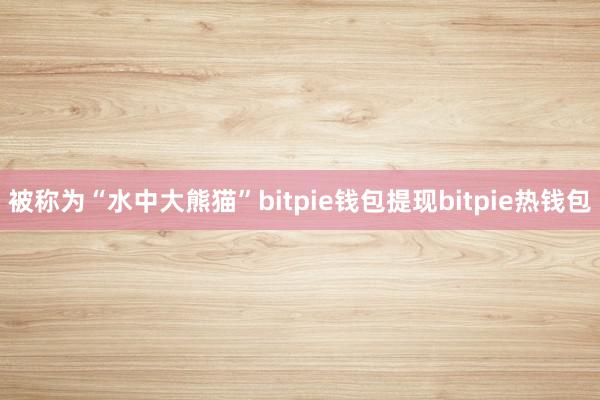 被称为“水中大熊猫”bitpie钱包提现bitpie热钱包