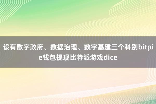 设有数字政府、数据治理、数字基建三个科别bitpie钱包提现比特派游戏dice