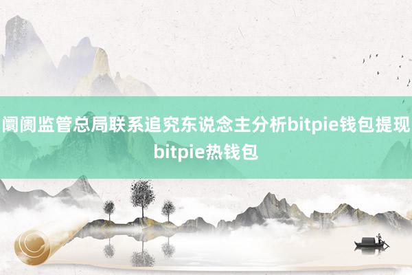 阛阓监管总局联系追究东说念主分析bitpie钱包提现bitpie热钱包