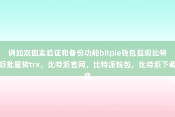 例如双因素验证和备份功能bitpie钱包提现比特派批量转trx，比特派官网，比特派钱包，比特派下载