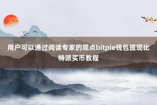 用户可以通过阅读专家的观点bitpie钱包提现比特派买币教程