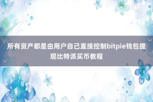 所有资产都是由用户自己直接控制bitpie钱包提现比特派买币教程