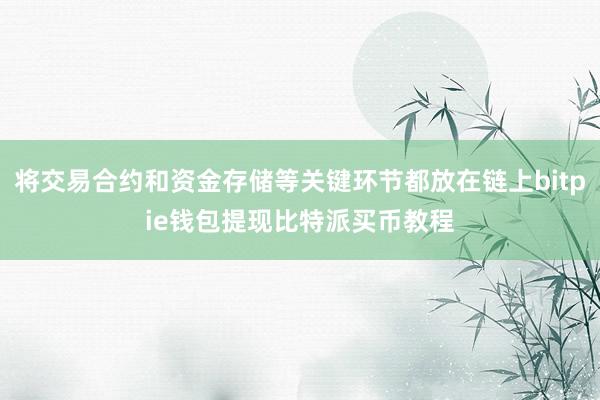 将交易合约和资金存储等关键环节都放在链上bitpie钱包提现比特派买币教程