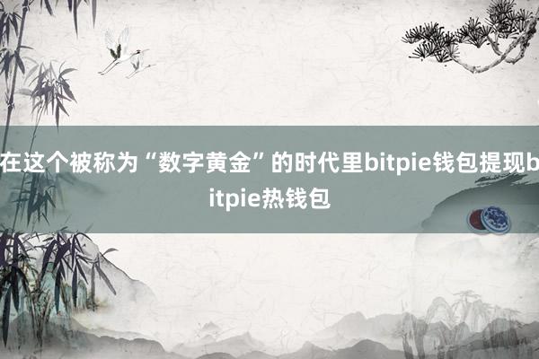 在这个被称为“数字黄金”的时代里bitpie钱包提现bitpie热钱包