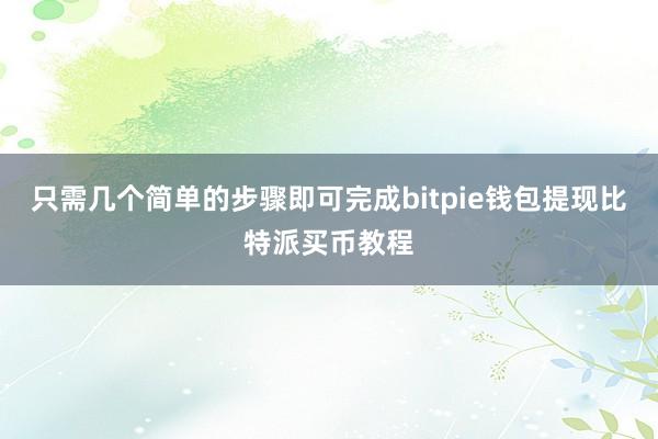 只需几个简单的步骤即可完成bitpie钱包提现比特派买币教程