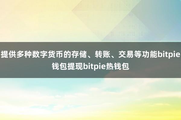 提供多种数字货币的存储、转账、交易等功能bitpie钱包提现bitpie热钱包