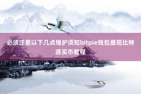 必须注意以下几点维护须知bitpie钱包提现比特派买币教程