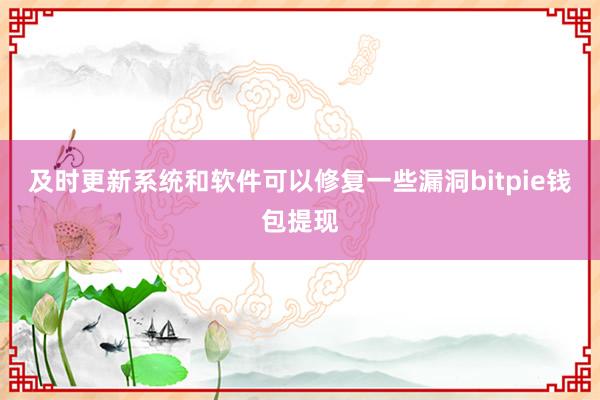 及时更新系统和软件可以修复一些漏洞bitpie钱包提现