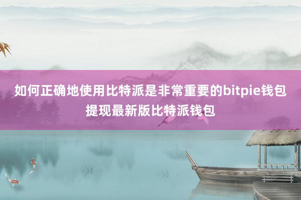 如何正确地使用比特派是非常重要的bitpie钱包提现最新版比特派钱包