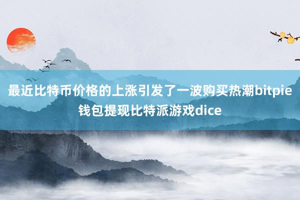 最近比特币价格的上涨引发了一波购买热潮bitpie钱包提现比特派游戏dice