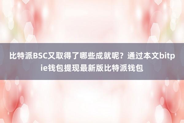 比特派BSC又取得了哪些成就呢？通过本文bitpie钱包提现最新版比特派钱包