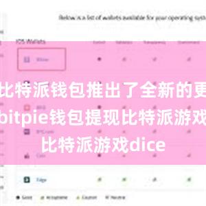 比特派钱包推出了全新的更新版bitpie钱包提现比特派游戏dice