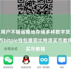 用户不错省略地存储多样数字货币bitpie钱包提现比特派买币教程